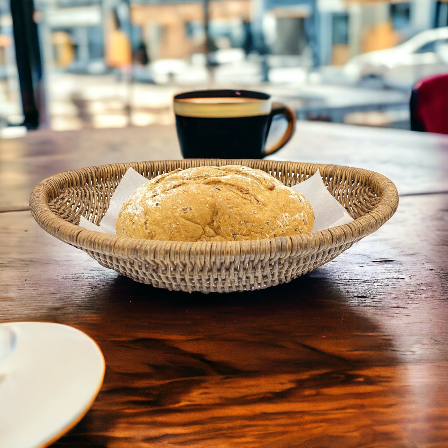 Wrightmart Oval Wicker/Abaca Basket – Natural Decorative Centerpiece for Serving Fruit, Bread, and Storage – Ideal for Kitchen, Dining, and Coffee Tables