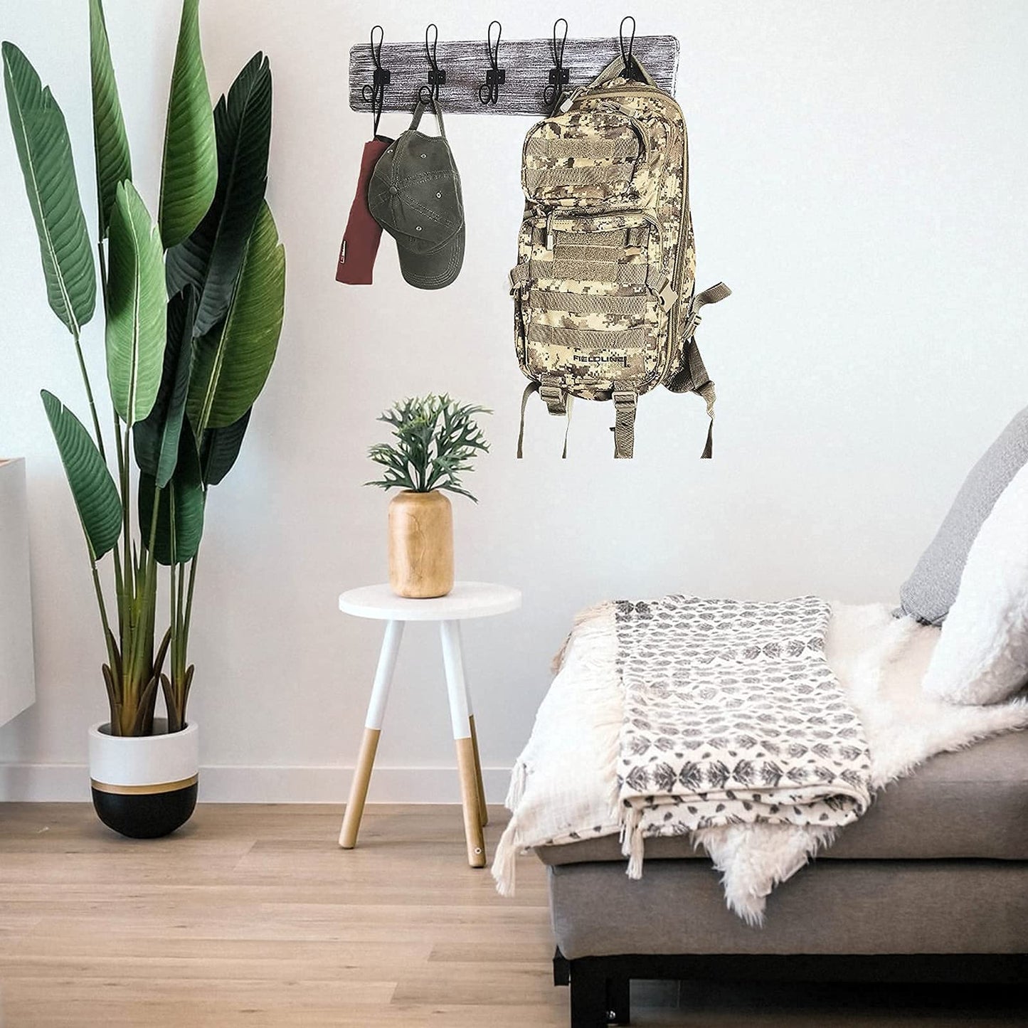 Rustic Farmhouse Wooden Coat Racks – Handcrafted Wall Mounted Hanger Racks with 4–5 Hooks in Reclaimed Wood, Mahogany & Pine, Perfect for Entryway, Hallway, Bedroom, or Bathroom