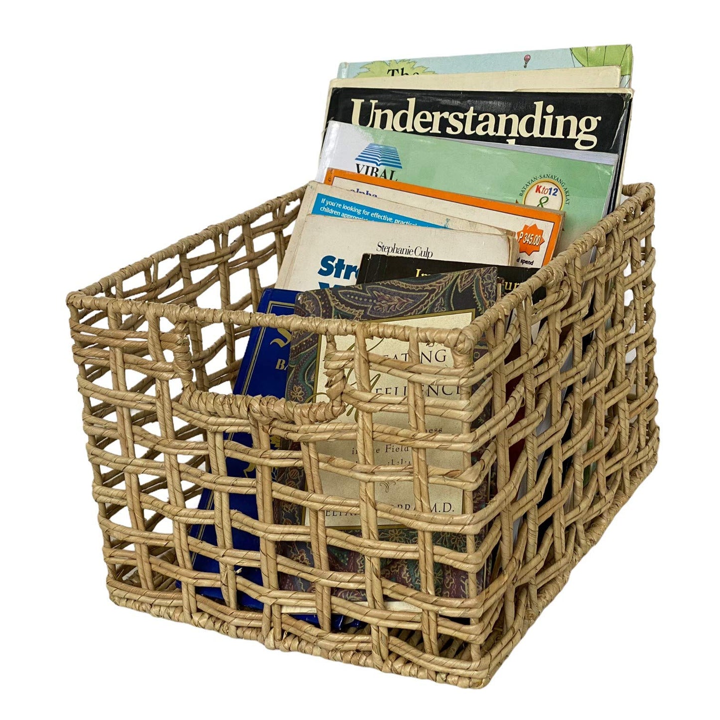 Wrightmart Storage Baskets, Natural Handwoven Seagrass Set of 3, Decorative Home Organizer for Shelves, Pantry, Living Room, Bedroom, Office (Natural Abaca Weave)