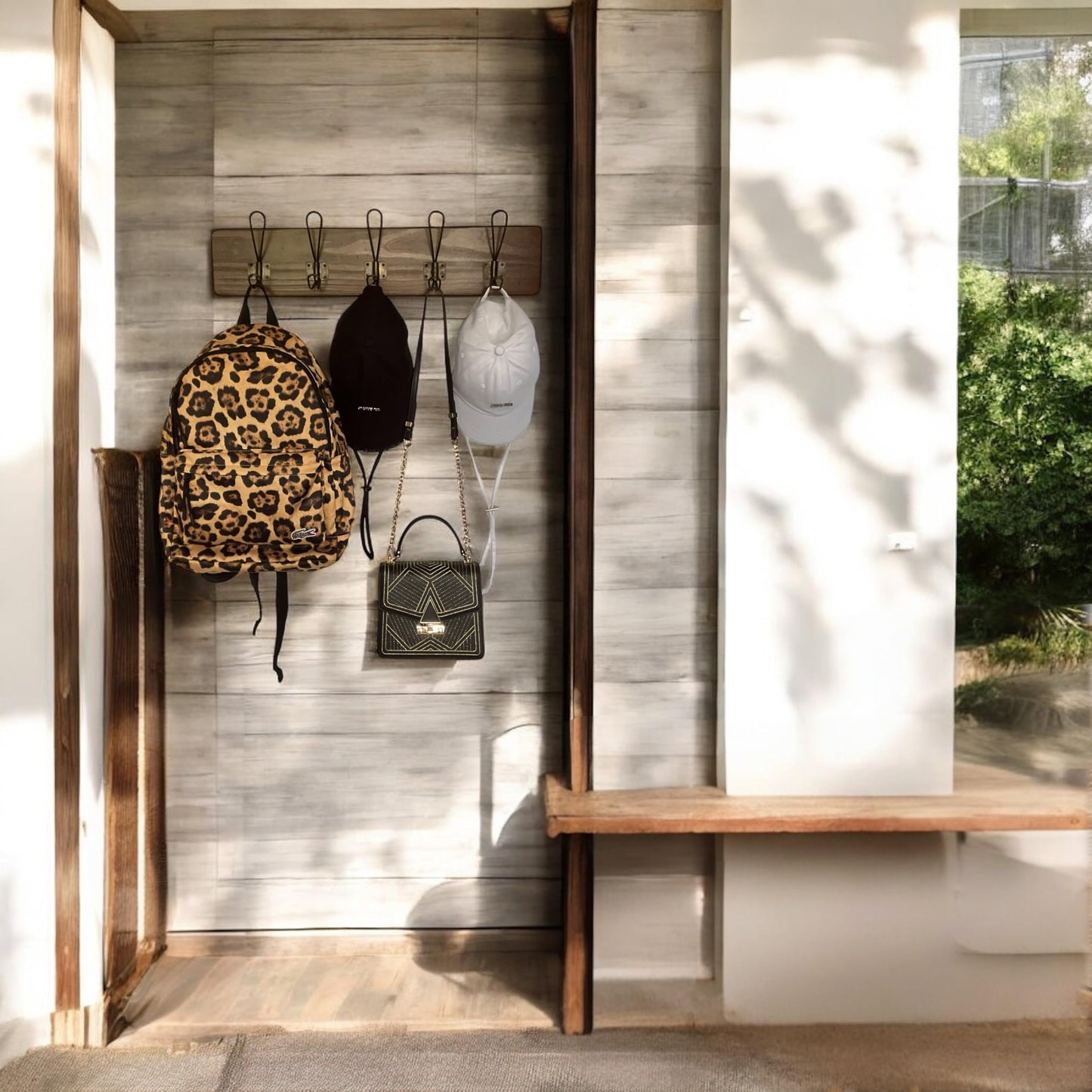 Rustic Farmhouse Wooden Coat Racks – Handcrafted Wall Mounted Hanger Racks with 4–5 Hooks in Reclaimed Wood, Mahogany & Pine, Perfect for Entryway, Hallway, Bedroom, or Bathroom