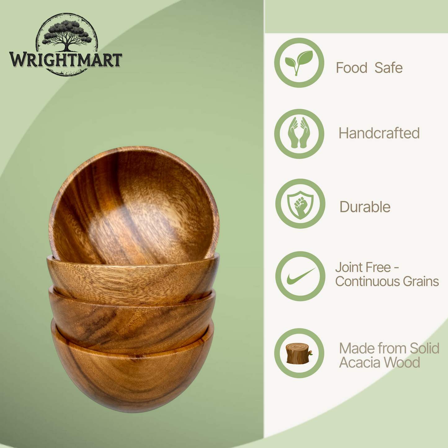 Acacia Wood Bowls - Multiple Size & Set Options Available