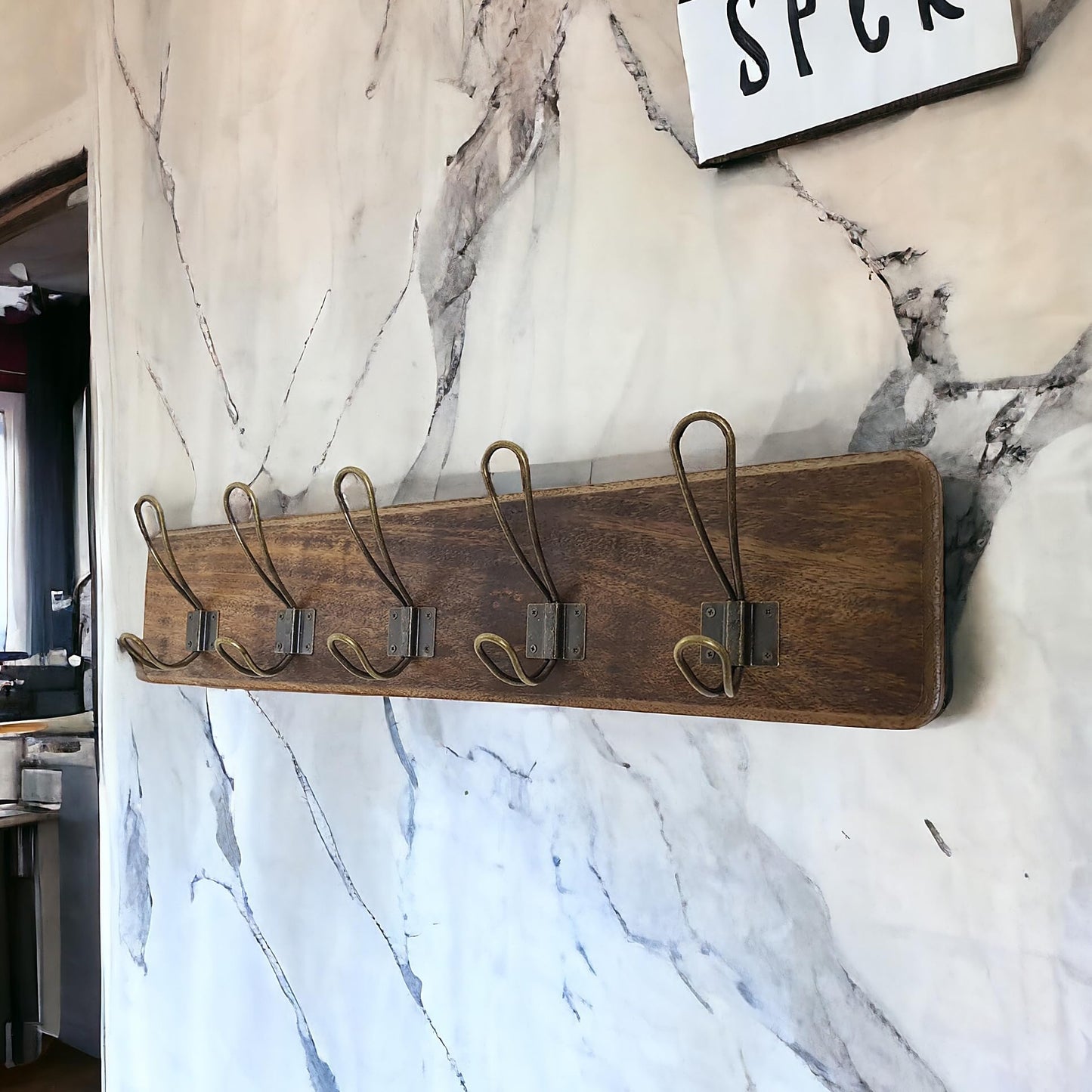 Rustic Farmhouse Wooden Coat Racks – Handcrafted Wall Mounted Hanger Racks with 4–5 Hooks in Reclaimed Wood, Mahogany & Pine, Perfect for Entryway, Hallway, Bedroom, or Bathroom