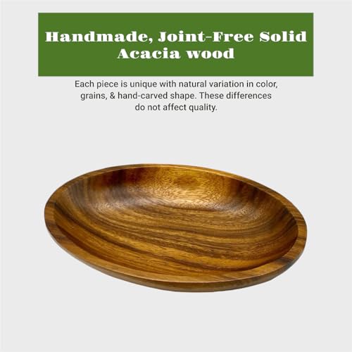 Small Oval Acacia Bowls – Serving Dish for Salad, Fruit, Bread, Dough Rising, Jewelry & Coin Catchall (10.75" x 7" x 1.5")