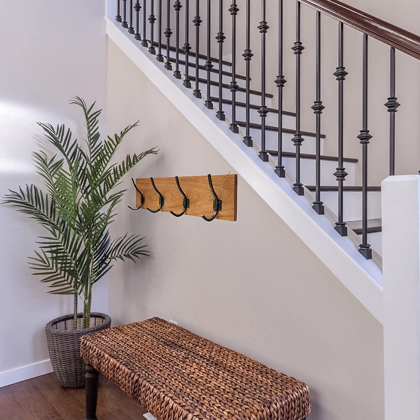 Rustic Farmhouse Wooden Coat Racks – Handcrafted Wall Mounted Hanger Racks with 4–5 Hooks in Reclaimed Wood, Mahogany & Pine, Perfect for Entryway, Hallway, Bedroom, or Bathroom