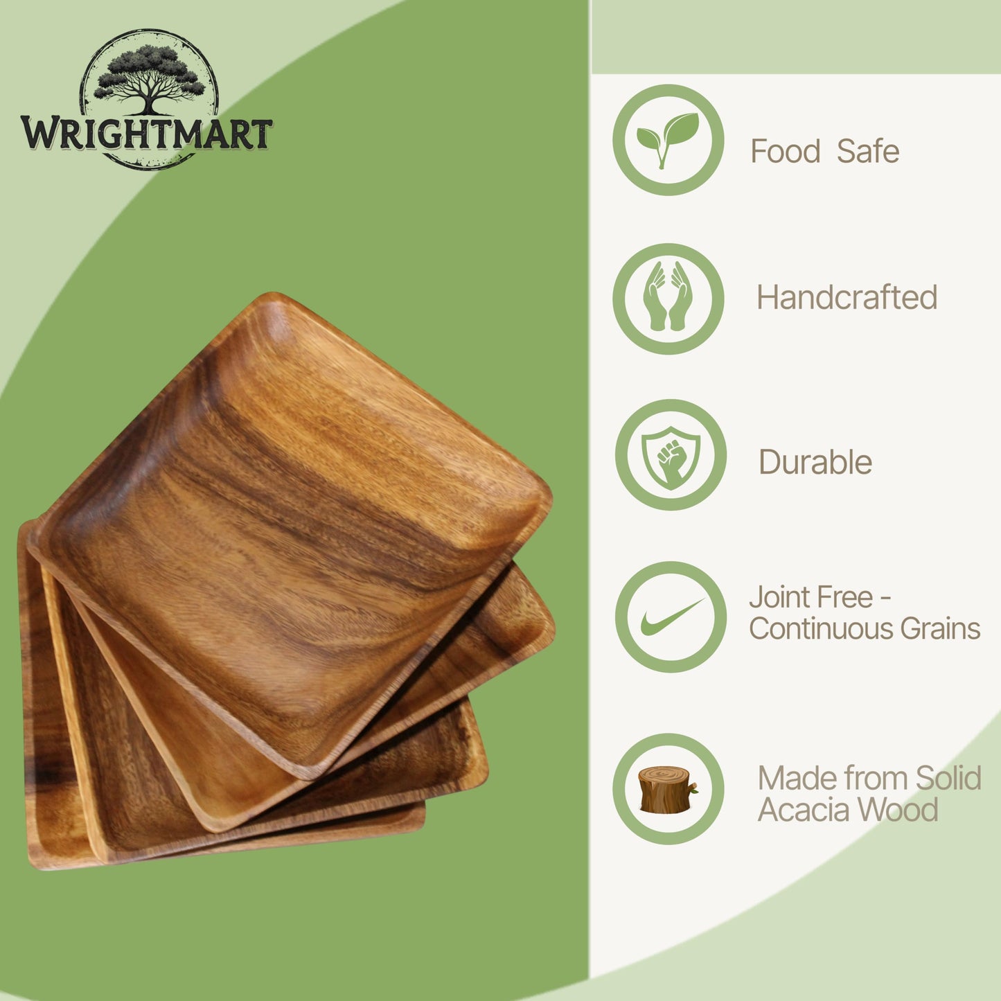 Acacia Wood Square Plates