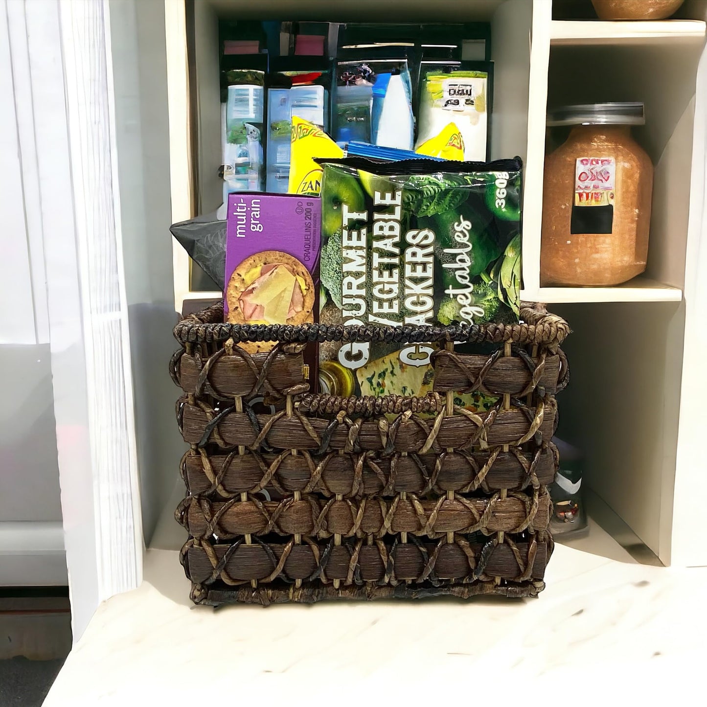 Wrightmart Storage Baskets, Natural Handwoven Seagrass Set of 3, Decorative Home Organizer for Shelves, Pantry, Living Room, Bedroom, Office (Natural Abaca Weave)
