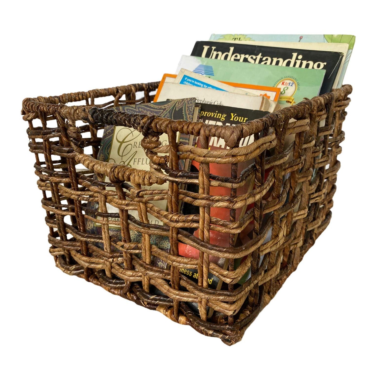 Wrightmart Storage Baskets, Natural Handwoven Seagrass Set of 3, Decorative Home Organizer for Shelves, Pantry, Living Room, Bedroom, Office (Natural Abaca Weave)