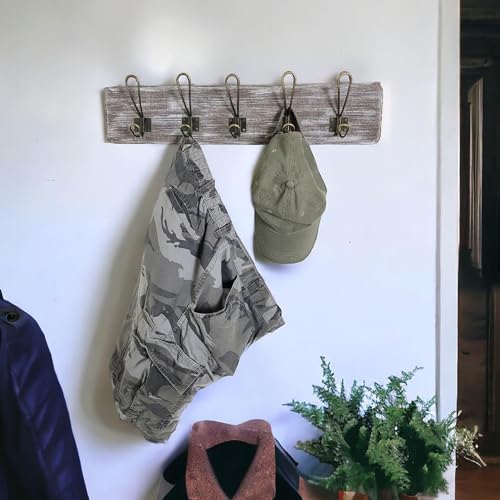 Rustic Farmhouse Wooden Coat Racks – Handcrafted Wall Mounted Hanger Racks with 4–5 Hooks in Reclaimed Wood, Mahogany & Pine, Perfect for Entryway, Hallway, Bedroom, or Bathroom