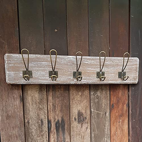 Rustic Farmhouse Wooden Coat Racks – Handcrafted Wall Mounted Hanger Racks with 4–5 Hooks in Reclaimed Wood, Mahogany & Pine, Perfect for Entryway, Hallway, Bedroom, or Bathroom