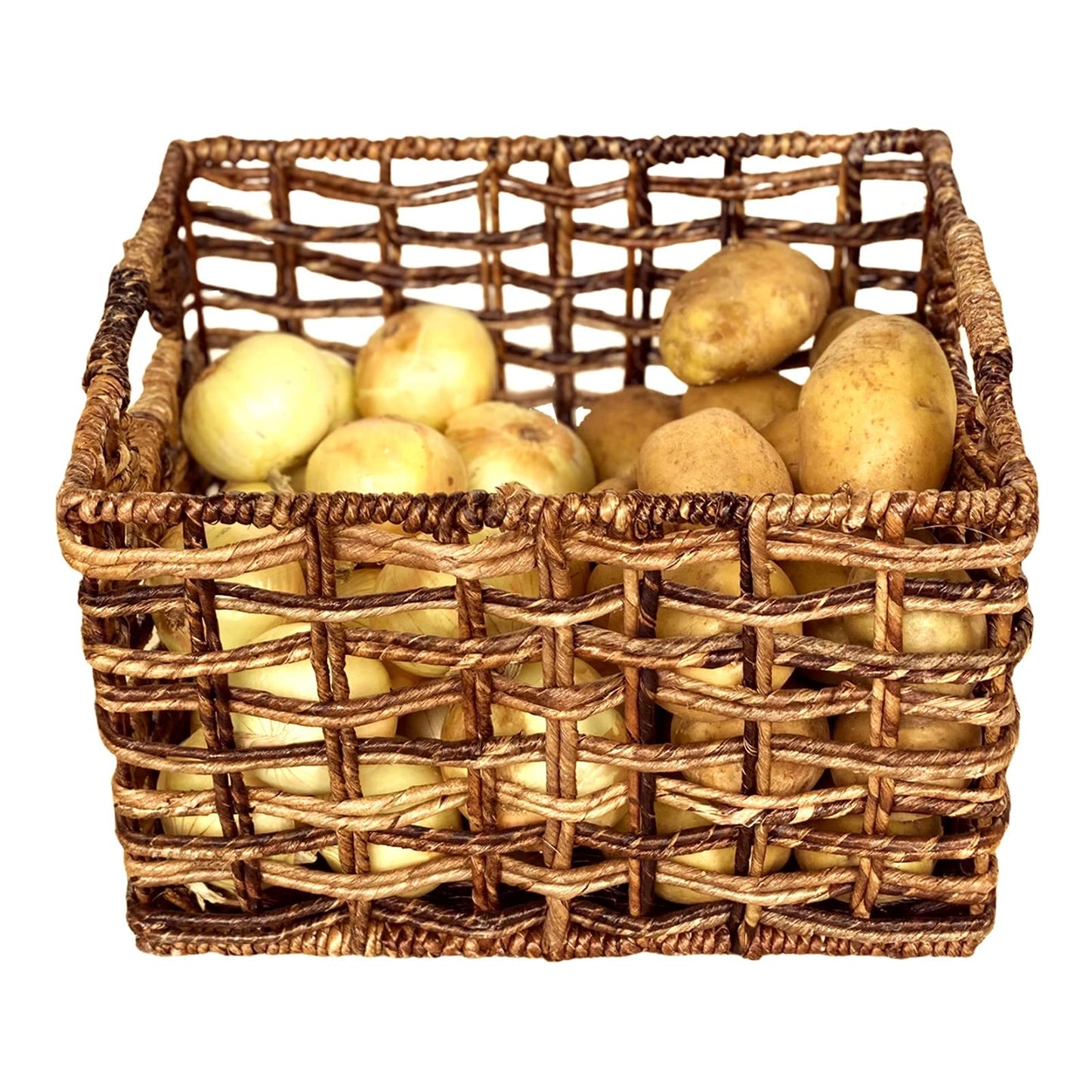 Wrightmart Storage Baskets, Natural Handwoven Seagrass Set of 3, Decorative Home Organizer for Shelves, Pantry, Living Room, Bedroom, Office (Natural Abaca Weave)