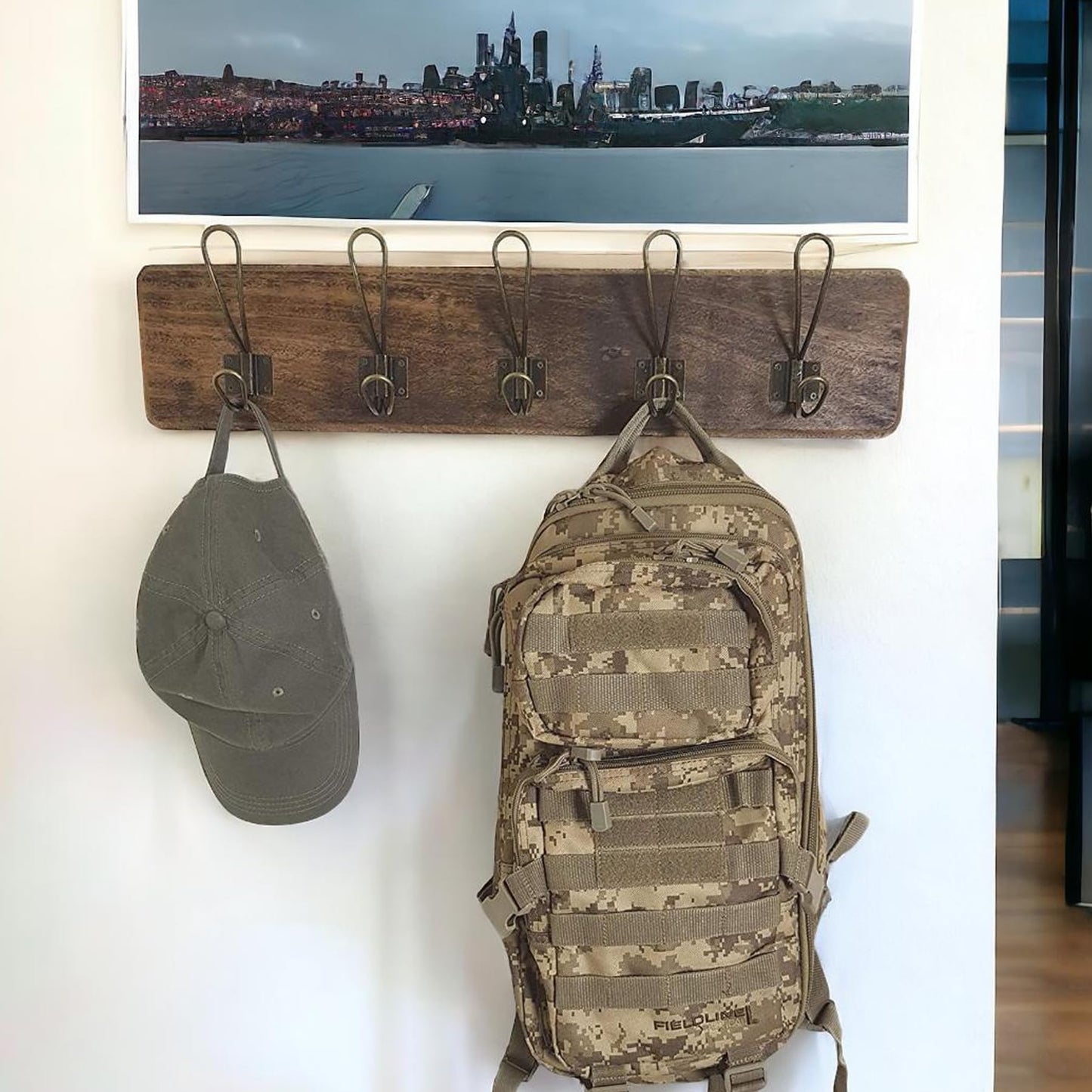 Rustic Farmhouse Wooden Coat Racks – Handcrafted Wall Mounted Hanger Racks with 4–5 Hooks in Reclaimed Wood, Mahogany & Pine, Perfect for Entryway, Hallway, Bedroom, or Bathroom