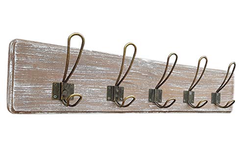 Wooden Wall Mounted Coat Rack 5 Double Hooks Mounting Hardware Included 24 Inch Long