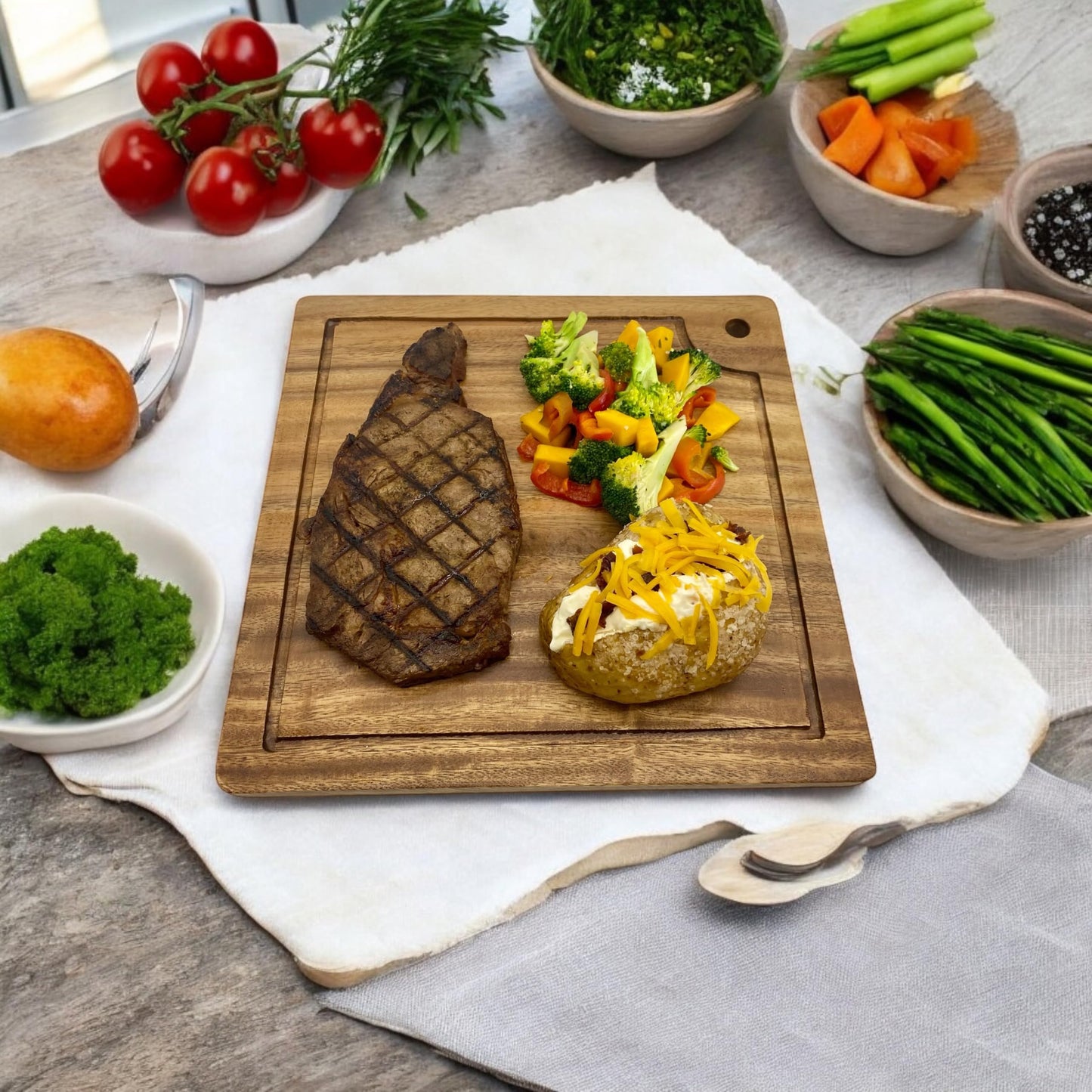 Acacia Wood Square Plates