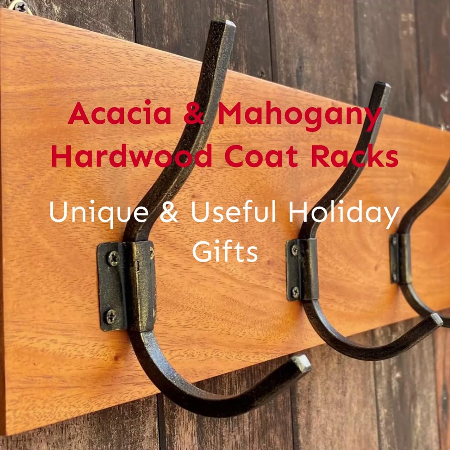 Rustic Farmhouse Wooden Coat Racks – Handcrafted Wall Mounted Hanger Racks with 4–5 Hooks in Reclaimed Wood, Mahogany & Pine, Perfect for Entryway, Hallway, Bedroom, or Bathroom