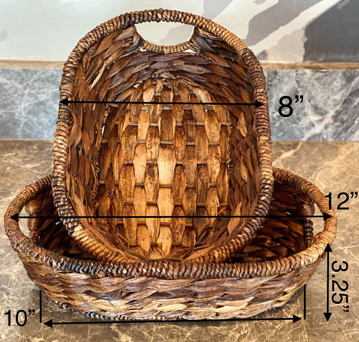 Wrightmart Oval Wicker/Abaca Basket – Natural Decorative Centerpiece for Serving Fruit, Bread, and Storage – Ideal for Kitchen, Dining, and Coffee Tables