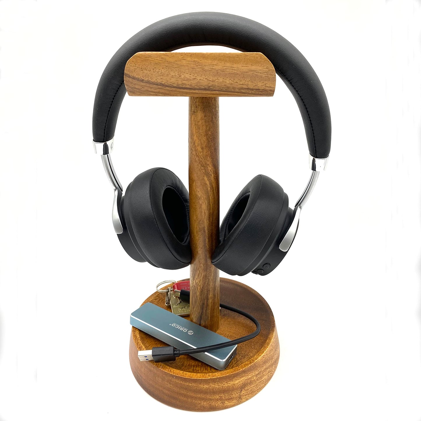 WRIGHTMART Wooden Headphone Stand for Over-Ear Headphones, Cell Phone, iPad, iPhone, Compatible with Bose, Beats, Sony, Sennheiser, Made from Beautiful Acacia Wood
