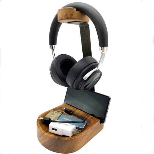 WRIGHTMART Wooden Headphone Stand for Over-Ear Headphones, Cell Phone, iPad, iPhone, Compatible with Bose, Beats, Sony, Sennheiser, Made from Beautiful Acacia Wood