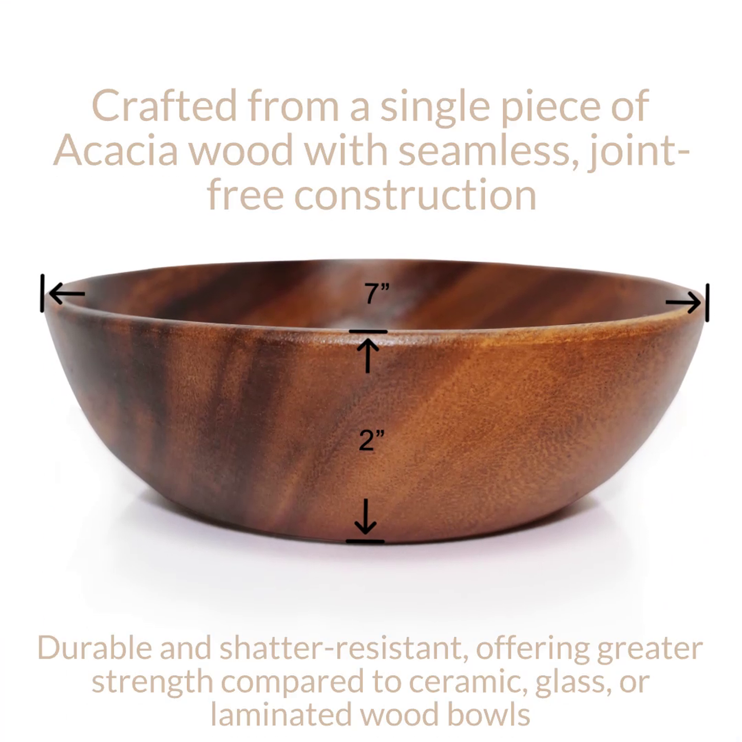 Acacia Wood Bowls - Multiple Size & Set Options Available