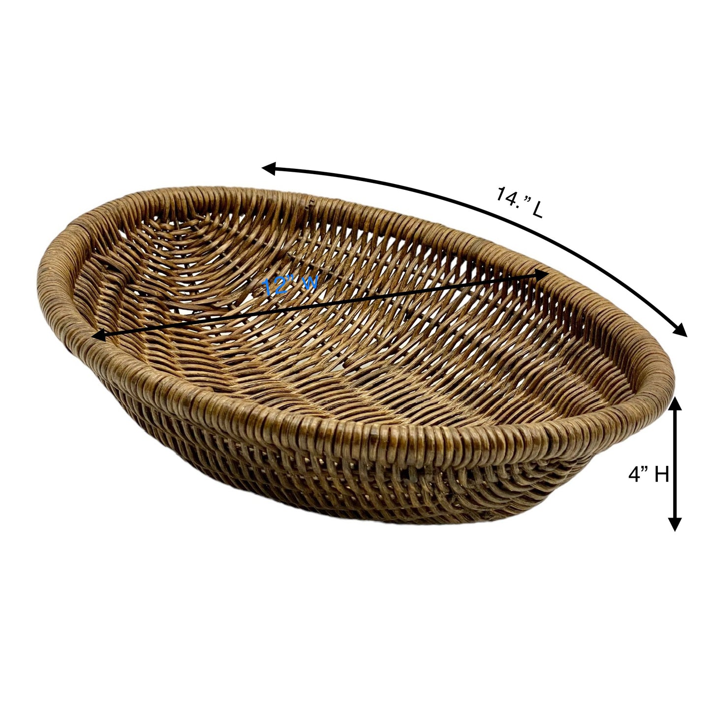 Wrightmart Oval Wicker/Abaca Basket – Natural Decorative Centerpiece for Serving Fruit, Bread, and Storage – Ideal for Kitchen, Dining, and Coffee Tables