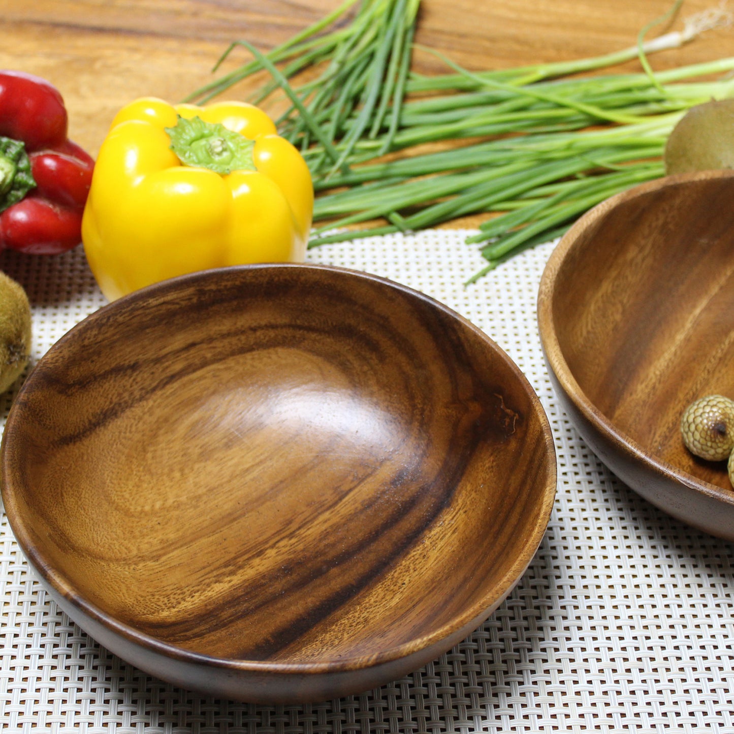 Acacia Wood Bowls - Multiple Size & Set Options Available