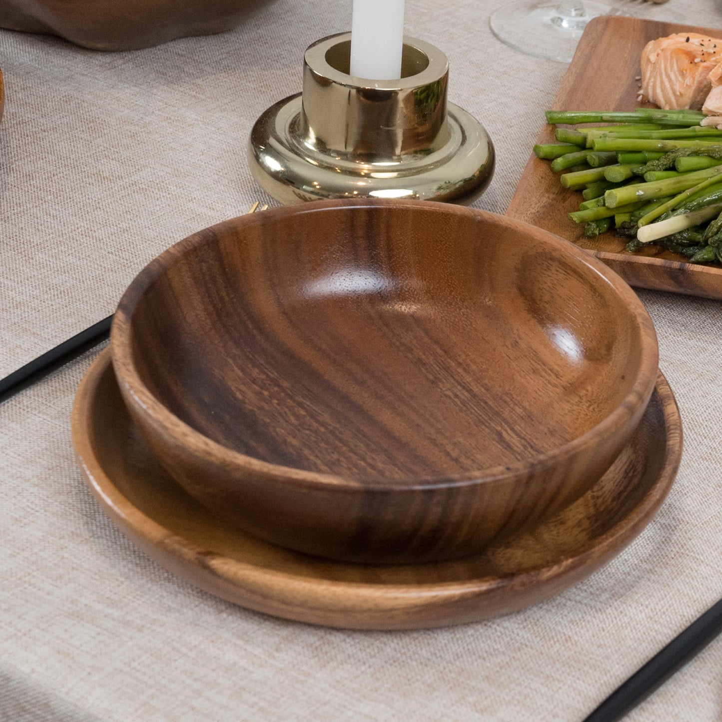 Acacia Wood Bowls - Multiple Size & Set Options Available