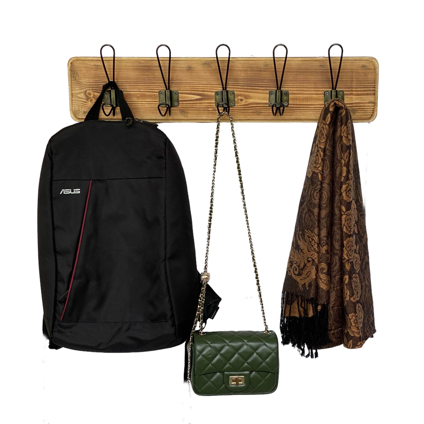 Rustic Farmhouse Wooden Coat Racks – Handcrafted Wall Mounted Hanger Racks with 4–5 Hooks in Reclaimed Wood, Mahogany & Pine, Perfect for Entryway, Hallway, Bedroom, or Bathroom