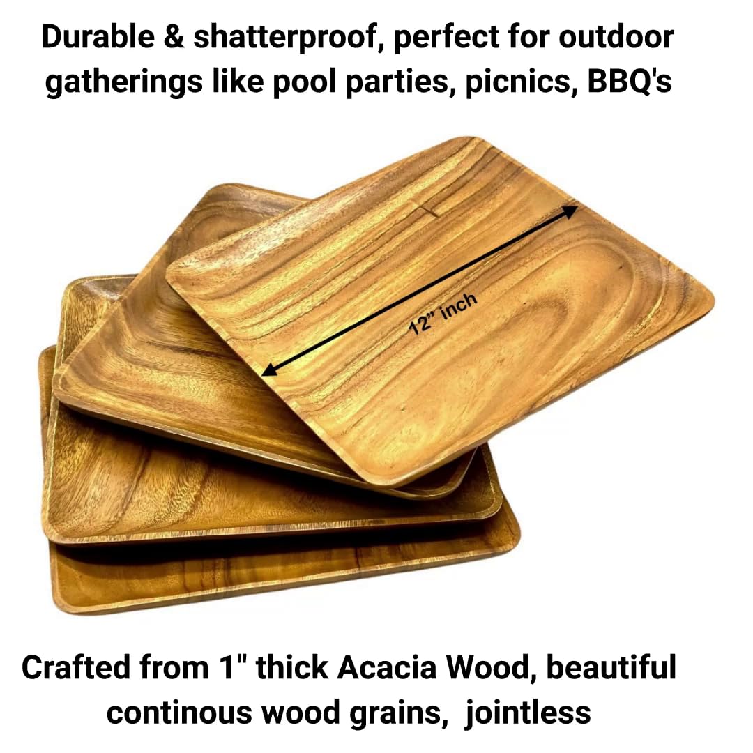 Acacia Wood Square Plates