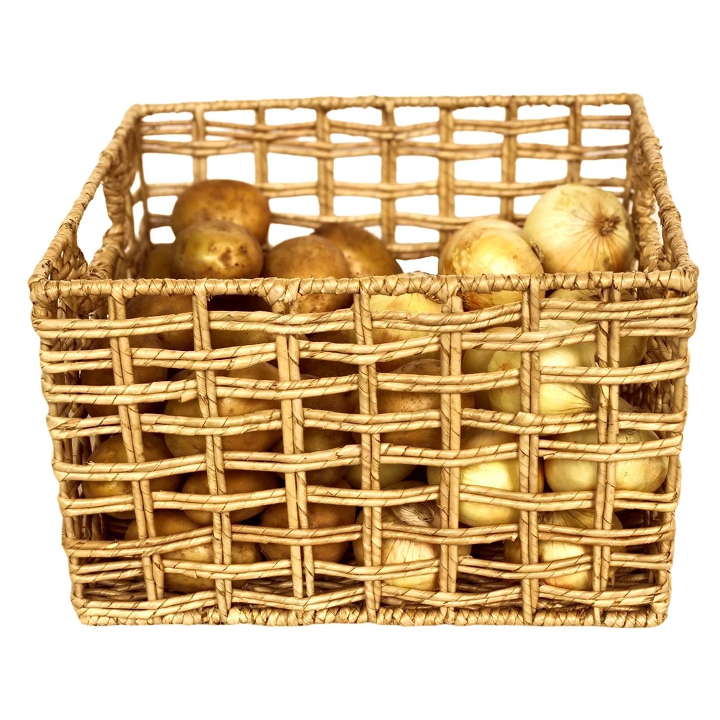 Wrightmart Storage Baskets, Natural Handwoven Seagrass Set of 3, Decorative Home Organizer for Shelves, Pantry, Living Room, Bedroom, Office (Natural Abaca Weave)