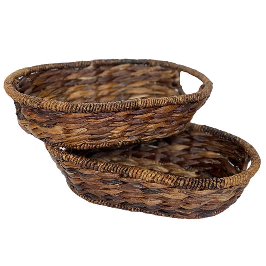 Wrightmart Oval Wicker/Abaca Basket – Natural Decorative Centerpiece for Serving Fruit, Bread, and Storage – Ideal for Kitchen, Dining, and Coffee Tables