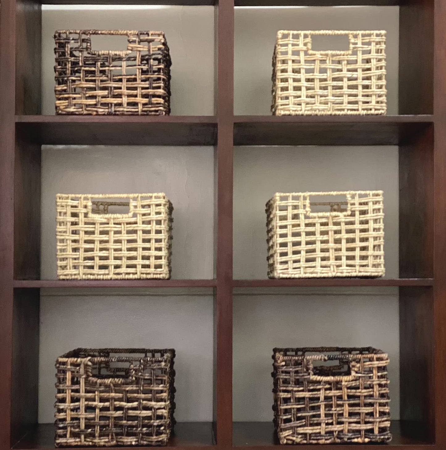 Wrightmart Storage Baskets, Natural Handwoven Seagrass Set of 3, Decorative Home Organizer for Shelves, Pantry, Living Room, Bedroom, Office (Natural Abaca Weave)