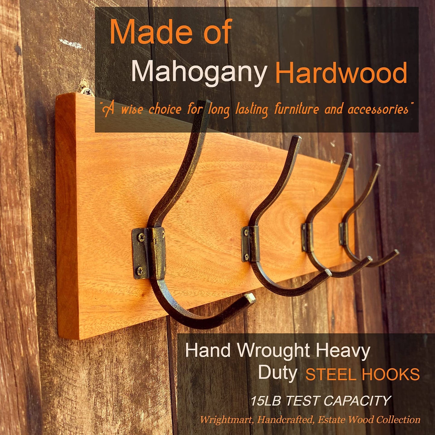 Rustic Farmhouse Wooden Coat Racks – Handcrafted Wall Mounted Hanger Racks with 4–5 Hooks in Reclaimed Wood, Mahogany & Pine, Perfect for Entryway, Hallway, Bedroom, or Bathroom