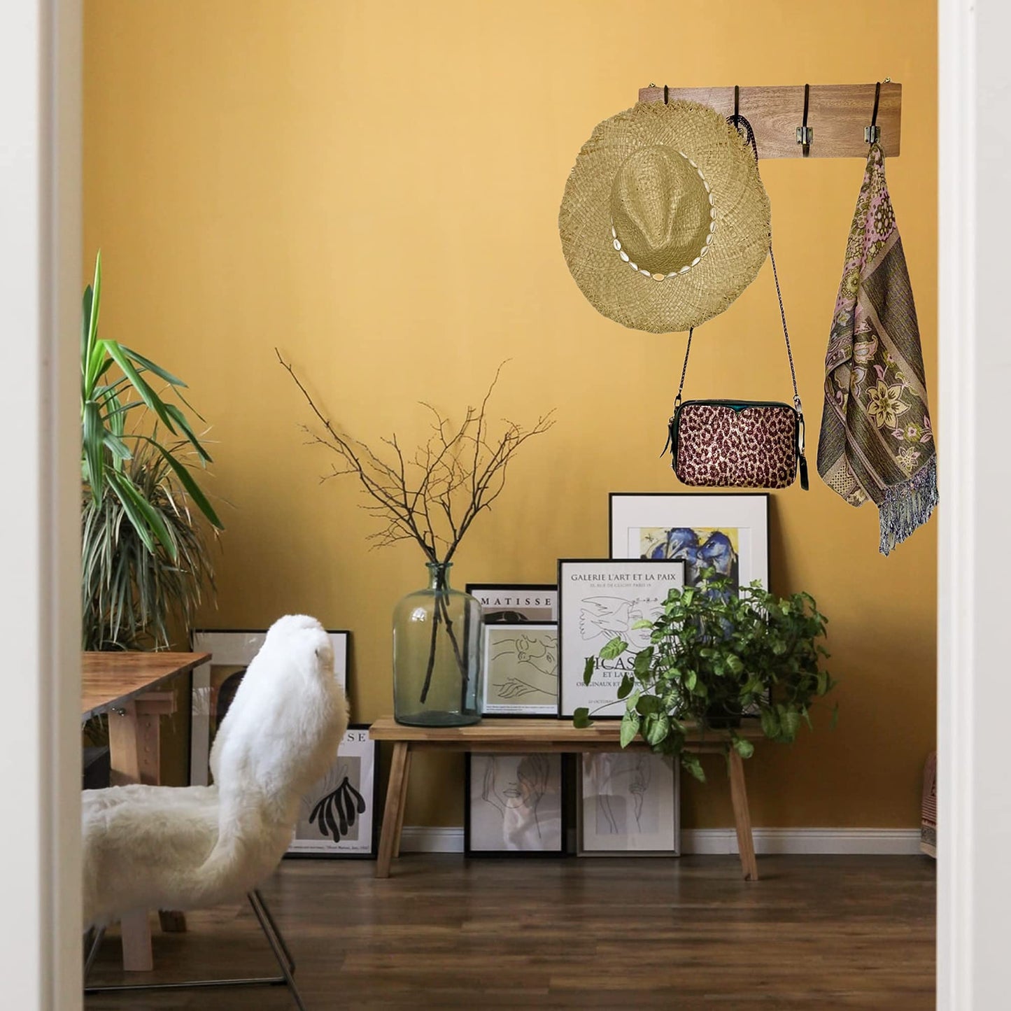 Rustic Farmhouse Wooden Coat Racks – Handcrafted Wall Mounted Hanger Racks with 4–5 Hooks in Reclaimed Wood, Mahogany & Pine, Perfect for Entryway, Hallway, Bedroom, or Bathroom