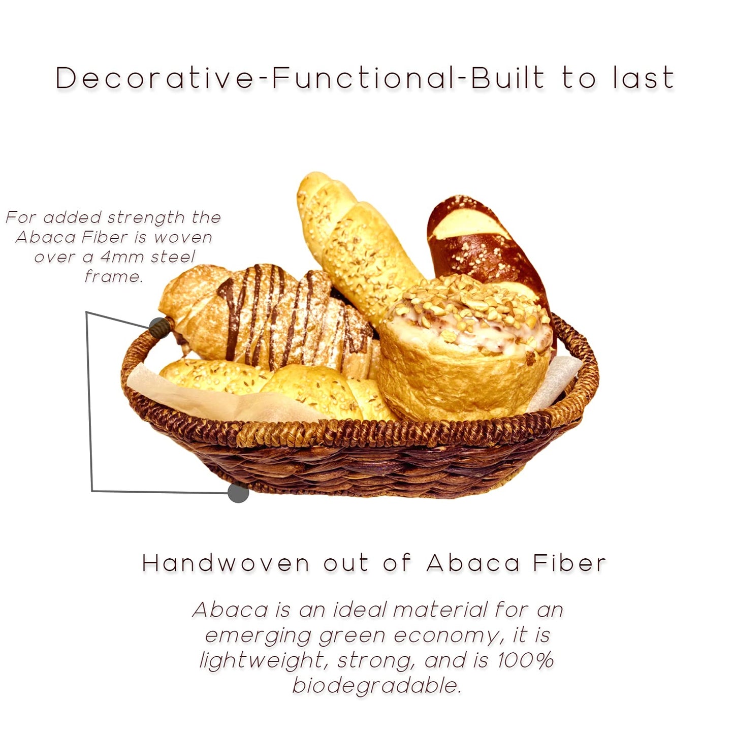 Wrightmart Oval Wicker/Abaca Basket – Natural Decorative Centerpiece for Serving Fruit, Bread, and Storage – Ideal for Kitchen, Dining, and Coffee Tables