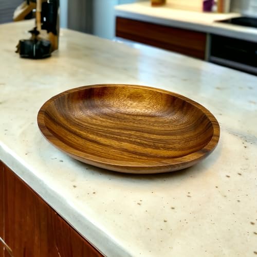 Small Oval Acacia Bowls – Serving Dish for Salad, Fruit, Bread, Dough Rising, Jewelry & Coin Catchall (10.75" x 7" x 1.5")