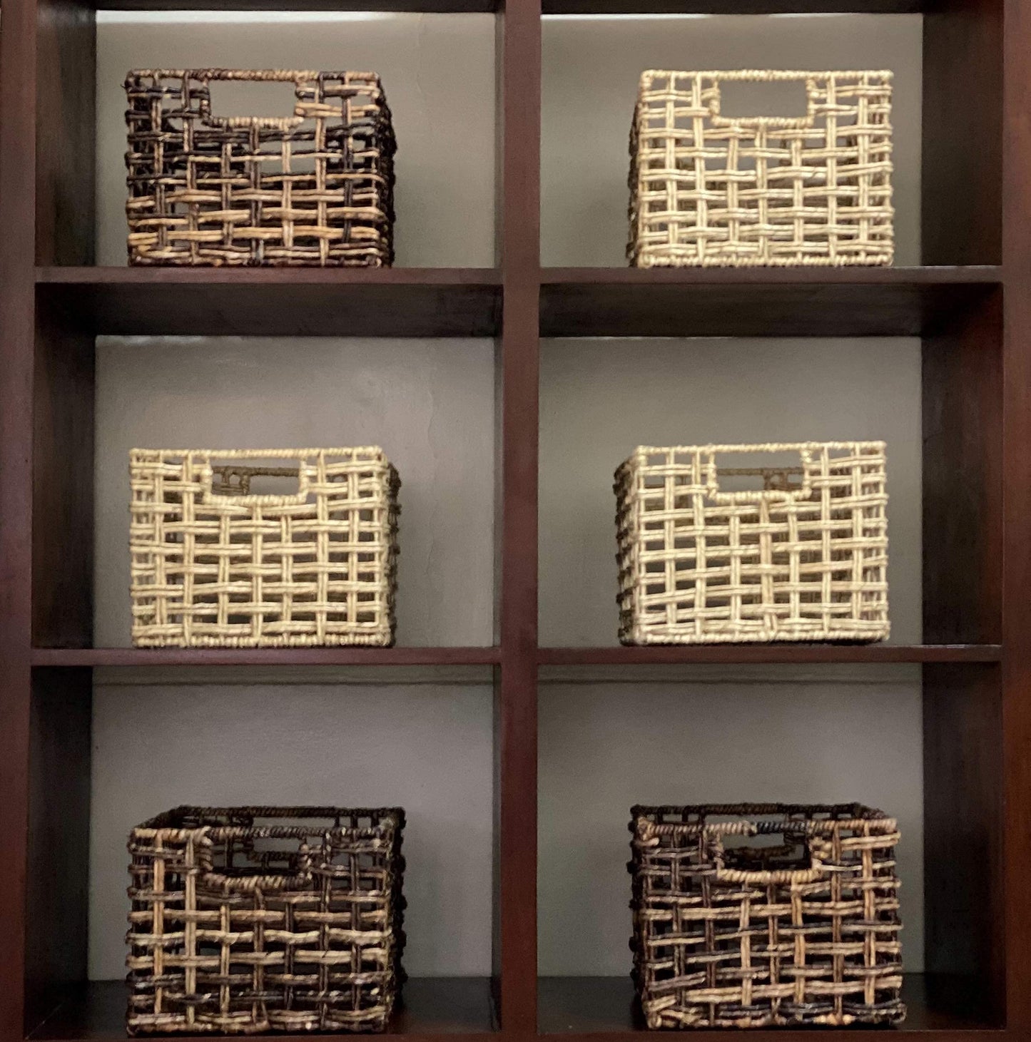 Wrightmart Storage Baskets, Natural Handwoven Seagrass Set of 3, Decorative Home Organizer for Shelves, Pantry, Living Room, Bedroom, Office (Natural Abaca Weave)