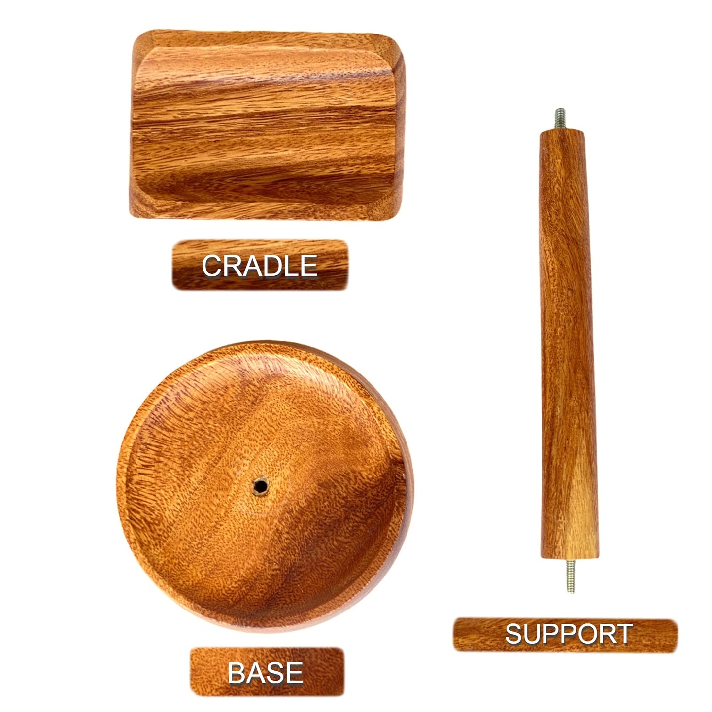 WRIGHTMART Wooden Headphone Stand for Over-Ear Headphones, Cell Phone, iPad, iPhone, Compatible with Bose, Beats, Sony, Sennheiser, Made from Beautiful Acacia Wood