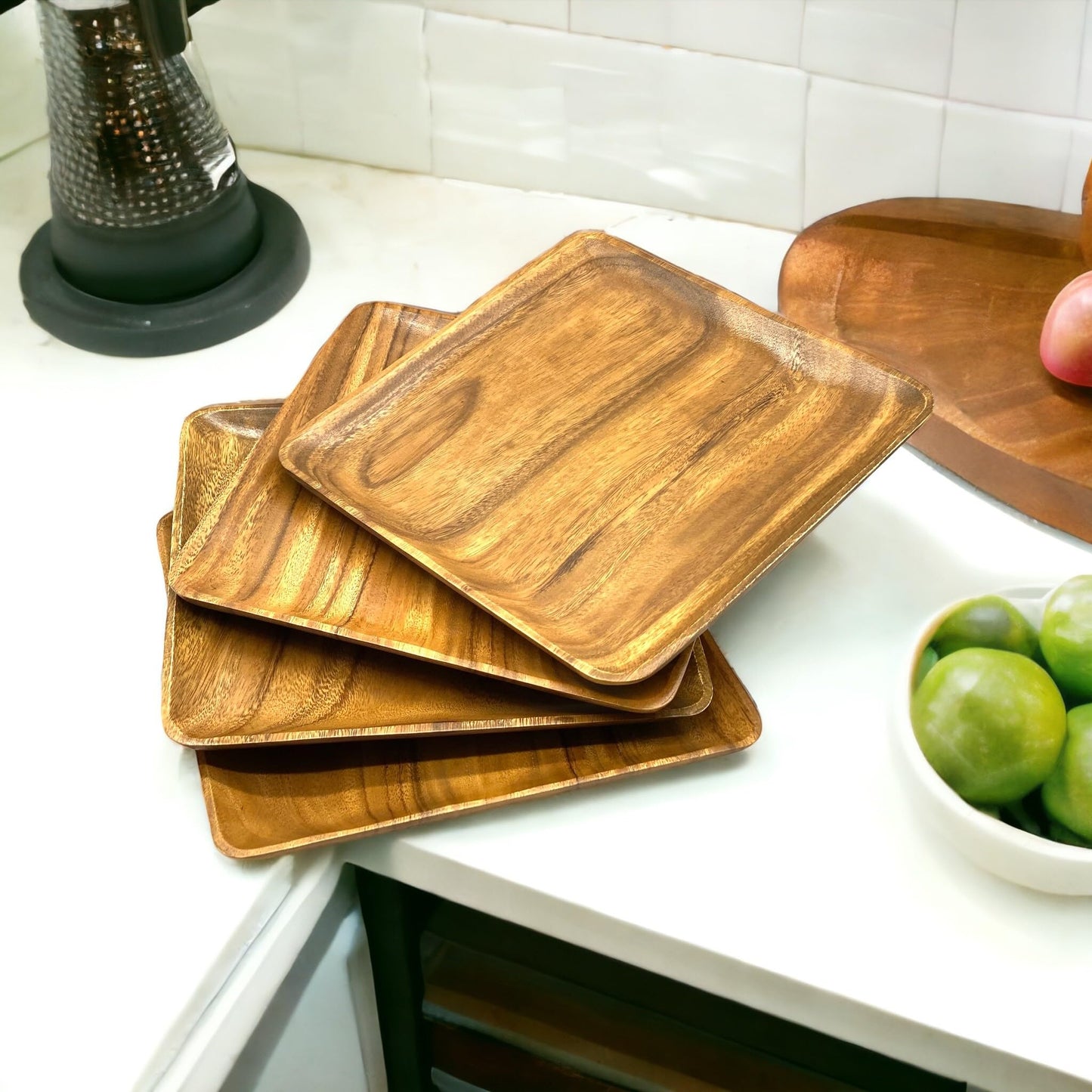 Acacia Wood Square Plates