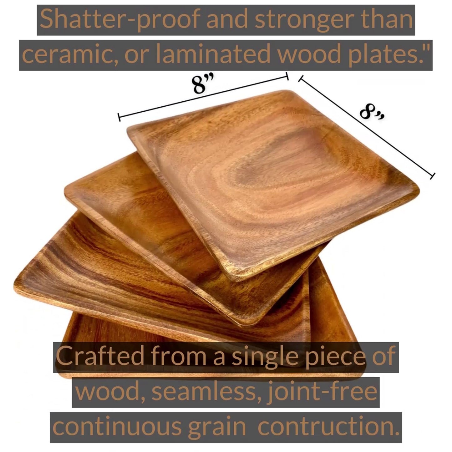 Acacia Wood Square Plates